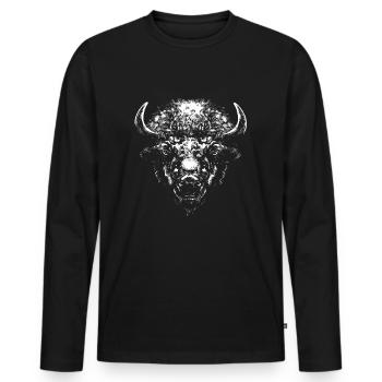 Buffle - T-shirt manches longues Premium bio Homme - noir - Devant - Nico (187cm)