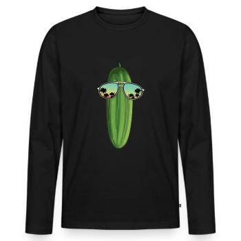 Gurke - Männer Premium Bio Langarmshirt - Schwarz - Vorne - Nico (187cm)