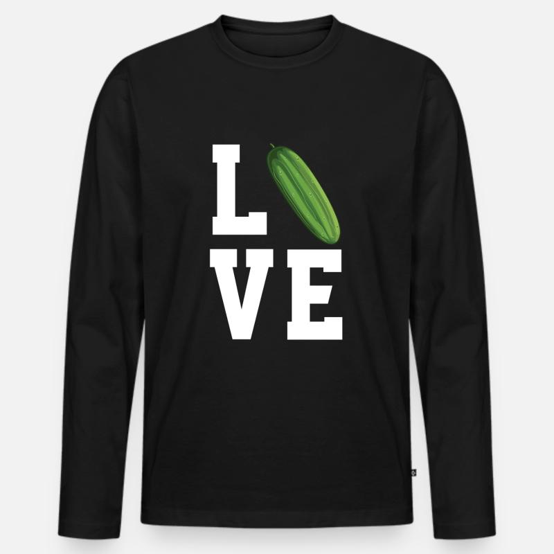 Liebe Gurke - Männer Premium Bio Langarmshirt - Schwarz