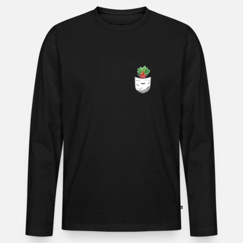 Radieschen Hemdtasche - Männer Premium Bio Langarmshirt - Schwarz