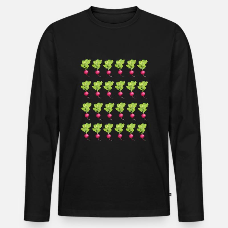 Radieschen - Männer Premium Bio Langarmshirt - Schwarz
