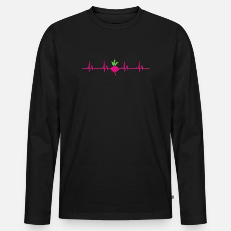 Radieschen Herzschlag - Männer Premium Bio Langarmshirt - Schwarz