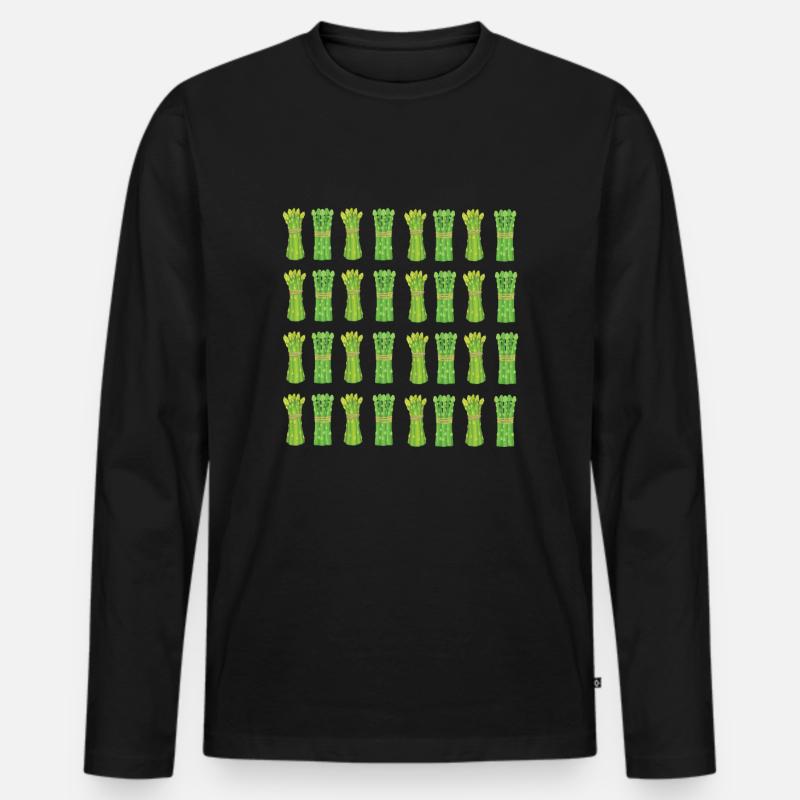 Spargel T-Shirt - Männer Premium Bio Langarmshirt - Schwarz