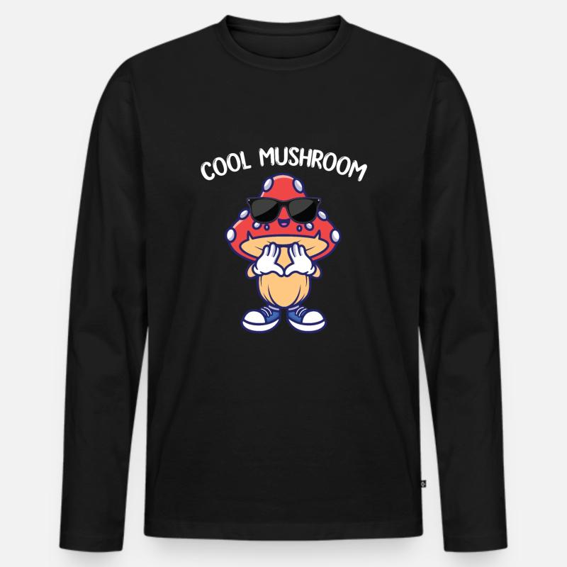 Cooler Pilz - Männer Premium Bio Langarmshirt - Schwarz