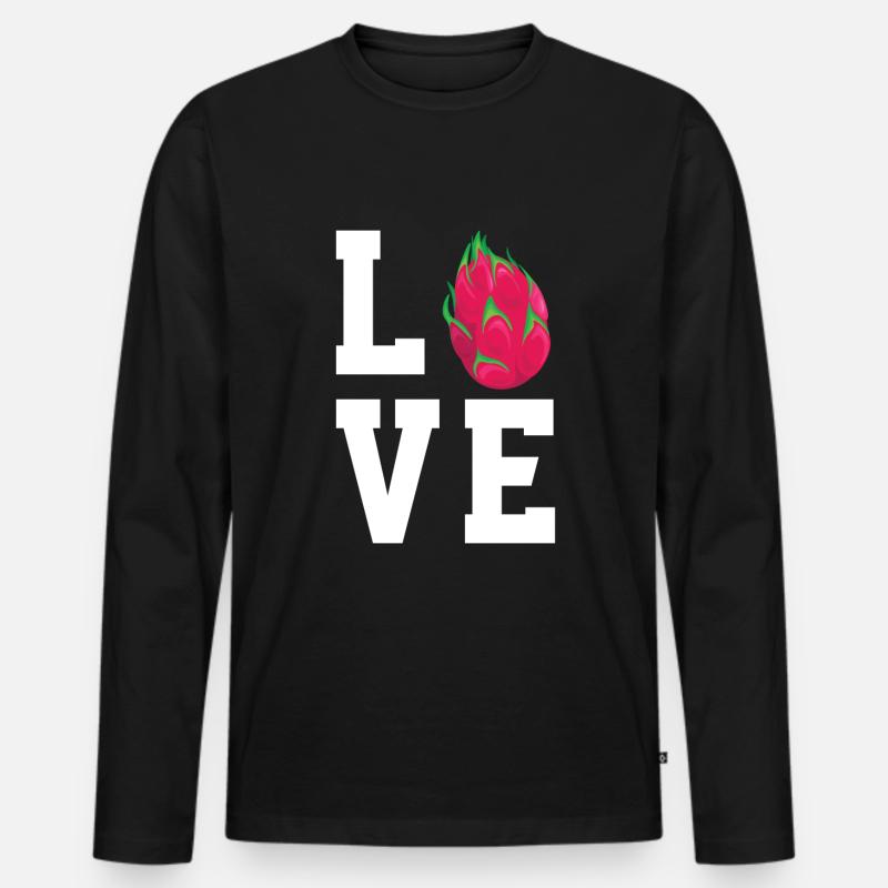 Drachenfrucht Pitaya - Männer Premium Bio Langarmshirt - Schwarz
