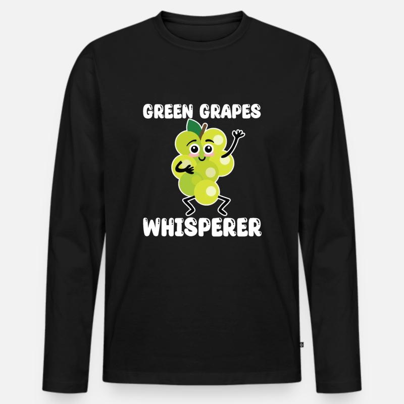 Grüne Trauben Flüsterer - Männer Premium Bio Langarmshirt - Schwarz