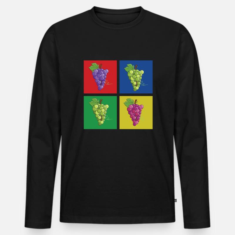 Trauben - Männer Premium Bio Langarmshirt - Schwarz