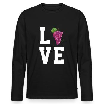 Liebe Rote Trauben - Männer Premium Bio Langarmshirt - Schwarz - Vorne - Nico (187cm)