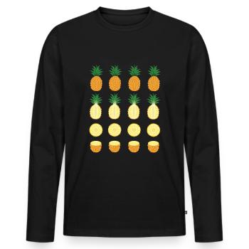 Ananas - Männer Premium Bio Langarmshirt - Schwarz - Vorne - Nico (187cm)