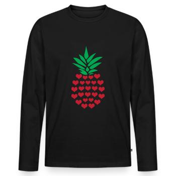Ananas - Männer Premium Bio Langarmshirt - Schwarz - Vorne - Nico (187cm)