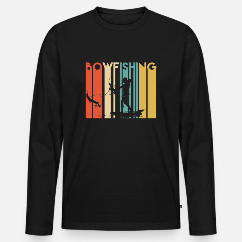 Retro Bogenfischen - Männer Premium Bio Langarmshirt - Schwarz