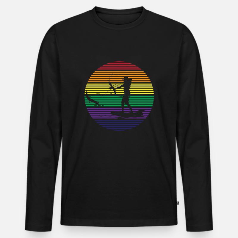 Bogenfischen - Männer Premium Bio Langarmshirt - Schwarz