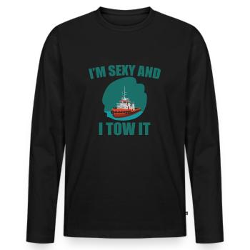 Lustiges Schleppschiffe Shirt - Männer Premium Bio Langarmshirt - Schwarz - Vorne - Nico (187cm)