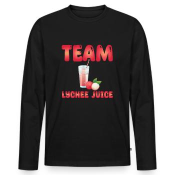 Team Lychee Saft - Männer Premium Bio Langarmshirt - Schwarz - Vorne - Nico (187cm)