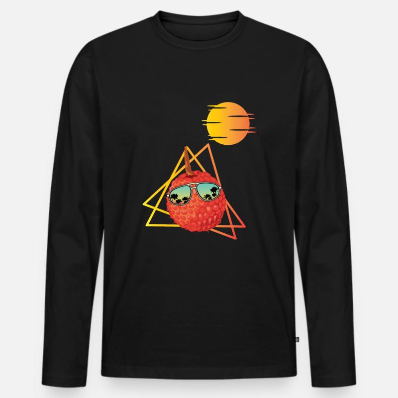 80er Jahre Litschi - Männer Premium Bio Langarmshirt - Schwarz