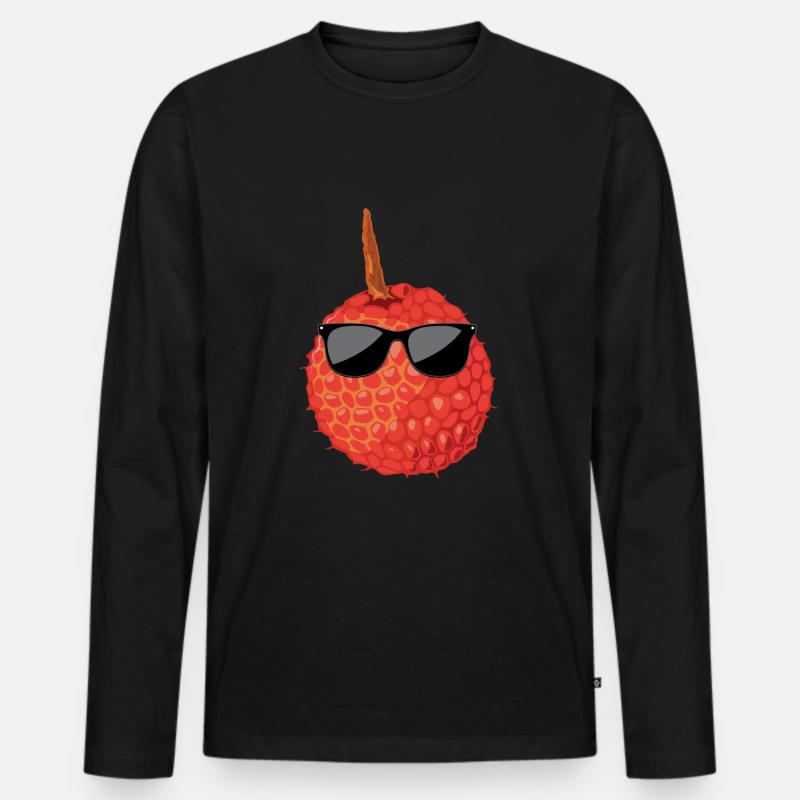Litschi - Männer Premium Bio Langarmshirt - Schwarz