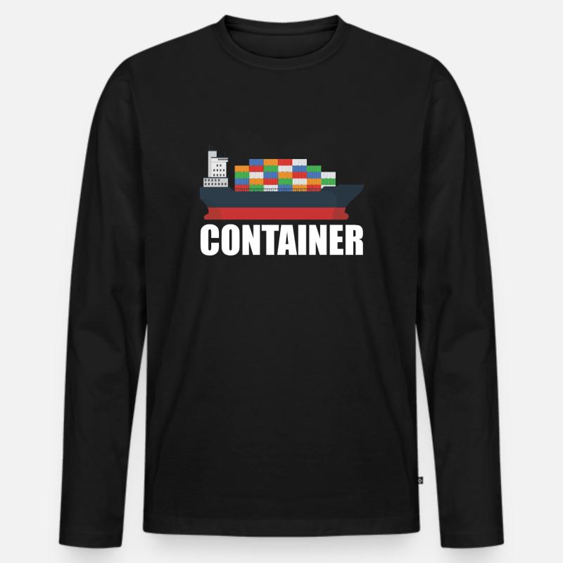 Containerschiff - Männer Premium Bio Langarmshirt - Schwarz