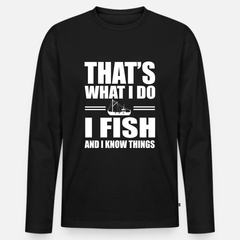 Fischkutter Fischen - Männer Premium Bio Langarmshirt - Schwarz