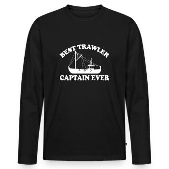 Fishing cutter captain - Men's Premium Organic Long Sleeve Shirt - black - Front - Nico (187cm)