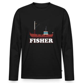 Fisherman - Men's Premium Organic Long Sleeve Shirt - black - Front - Nico (187cm)