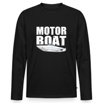 Motorboot - Männer Premium Bio Langarmshirt - Schwarz - Vorne - Nico (187cm)