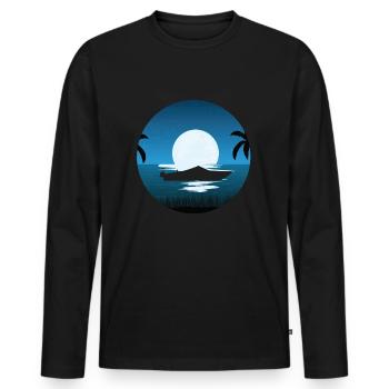 Motorboat Moon - Men's Premium Organic Long Sleeve Shirt - black - Front - Nico (187cm)