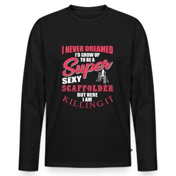 Constructeurs d’échafaudages - T-shirt manches longues Premium bio Homme - noir - Devant - Nico (187cm)