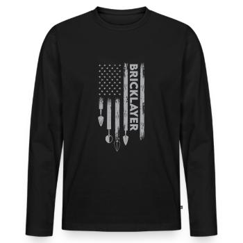Maurer Usa Flagge Ziegel Mauerwerk - Männer Premium Bio Langarmshirt - Schwarz - Vorne - Nico (187cm)