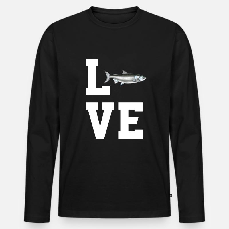 Liebe Lachs - Männer Premium Bio Langarmshirt - Schwarz
