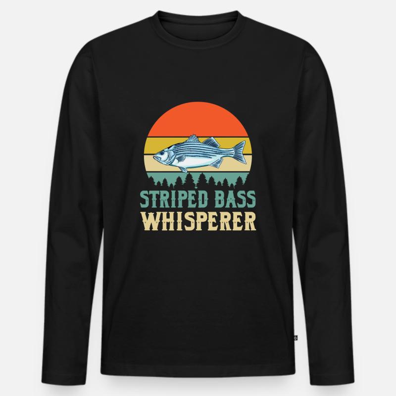 Gestreifter Barsch Flüsterer - Männer Premium Bio Langarmshirt - Schwarz