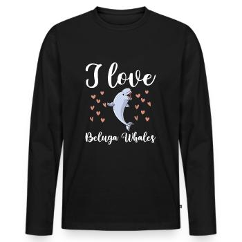 Ich Liebe Beluga Wale - Männer Premium Bio Langarmshirt - Schwarz - Vorne - Nico (187cm)