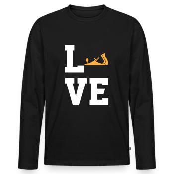 Hobel - Männer Premium Bio Langarmshirt - Schwarz - Vorne - Nico (187cm)