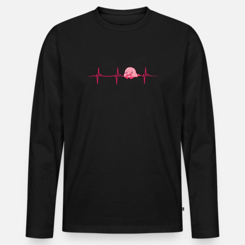 Blobfisch Herzschlag - Männer Premium Bio Langarmshirt - Schwarz