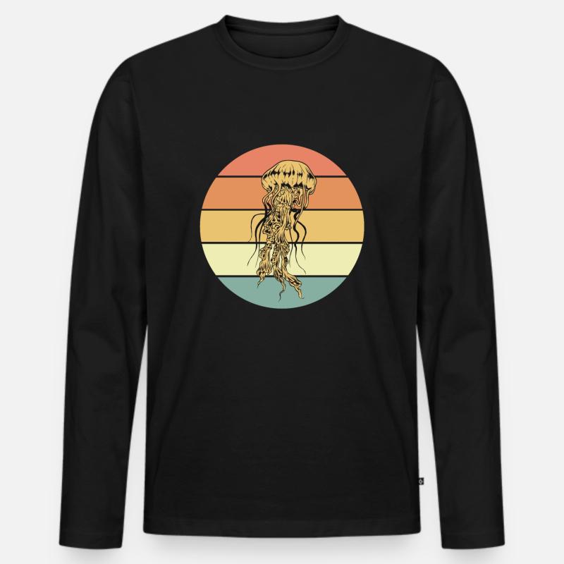 Qualle - Männer Premium Bio Langarmshirt - Schwarz