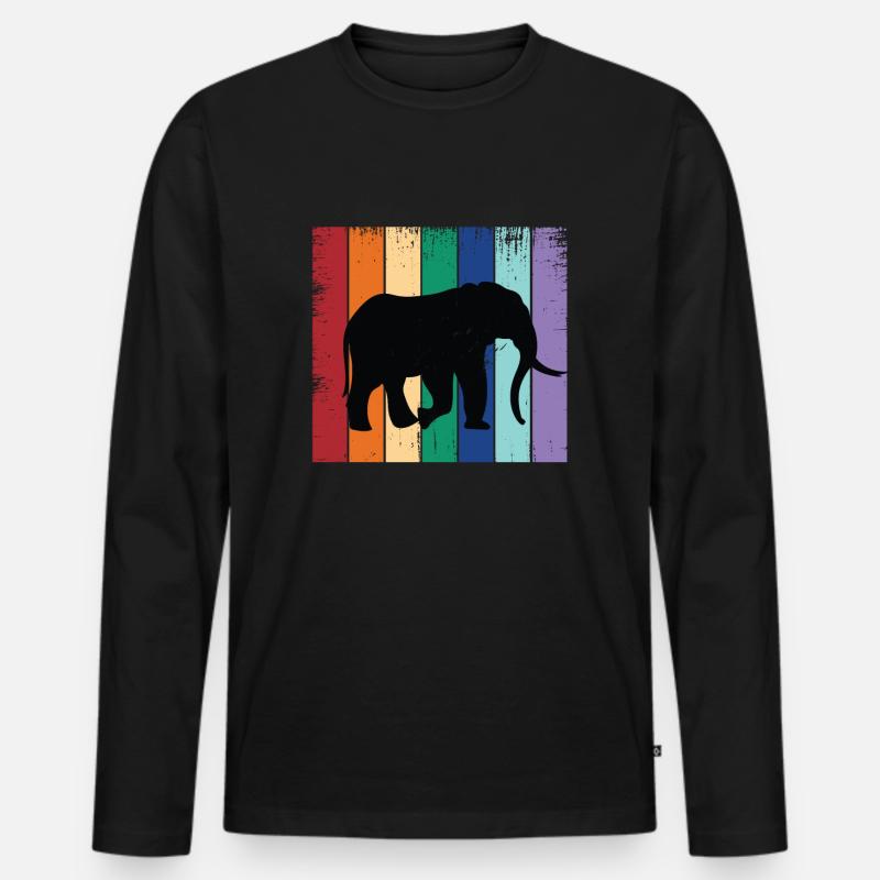 Elefant - Männer Premium Bio Langarmshirt - Schwarz