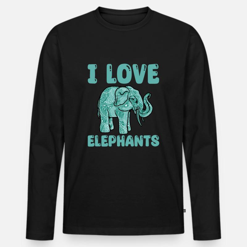 Ich Liebe Elefanten - Männer Premium Bio Langarmshirt - Schwarz