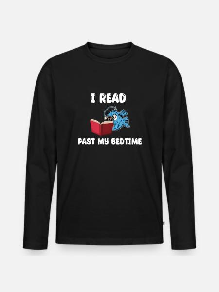 Funny Monkfish Read Books - Men's Premium Organic Long Sleeve Shirt - black