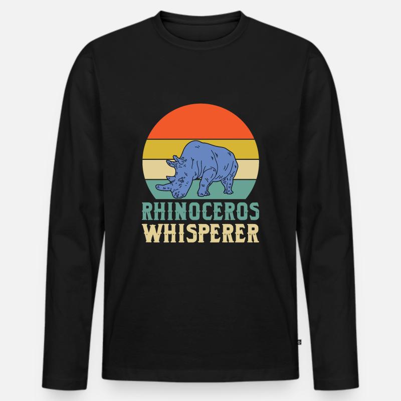Nashorn-flüsterer - Männer Premium Bio Langarmshirt - Schwarz