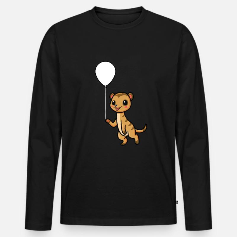 Süsses Erdmännchen - Männer Premium Bio Langarmshirt - Schwarz