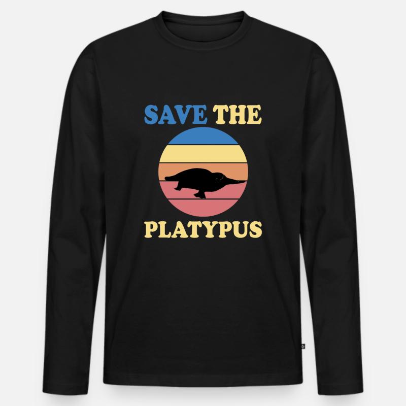 Rette Das Schnabeltier - Männer Premium Bio Langarmshirt - Schwarz