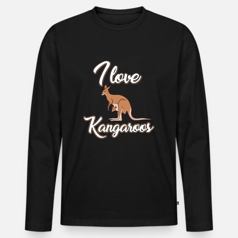 Ich Liebe Kängurus - Männer Premium Bio Langarmshirt - Schwarz