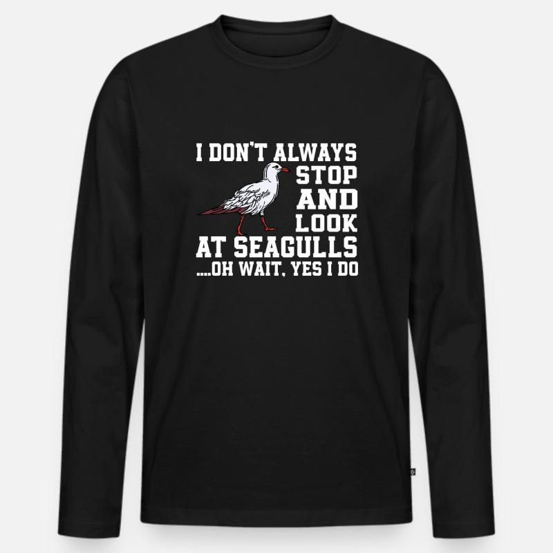 Lustiger Möwe Spruch - Männer Premium Bio Langarmshirt - Schwarz