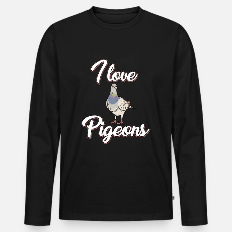 Ich Liebe Tauben - Männer Premium Bio Langarmshirt - Schwarz