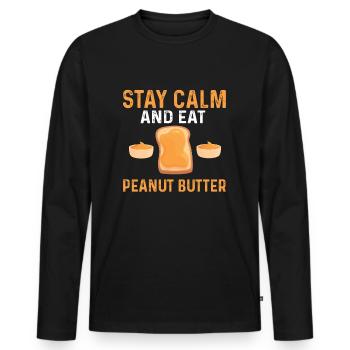 Peanut butter - Men's Premium Organic Long Sleeve Shirt - black - Front - Nico (187cm)
