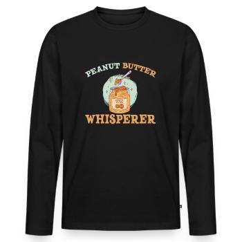 Peanut Butter Whisperer - Men's Premium Organic Long Sleeve Shirt - black - Front - Nico (187cm)