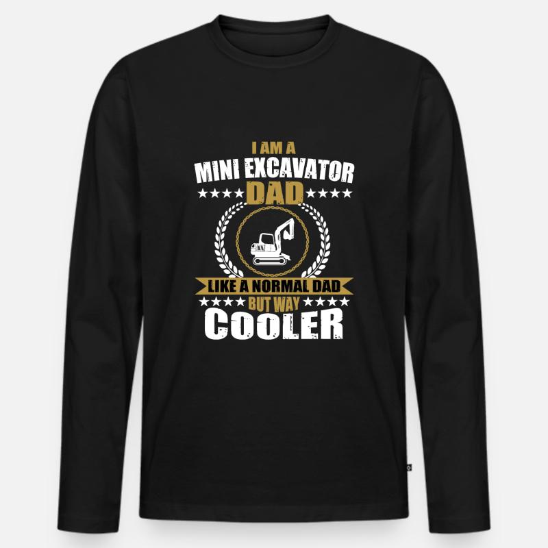 Lustiger Minibagger Papa - Männer Premium Bio Langarmshirt - Schwarz