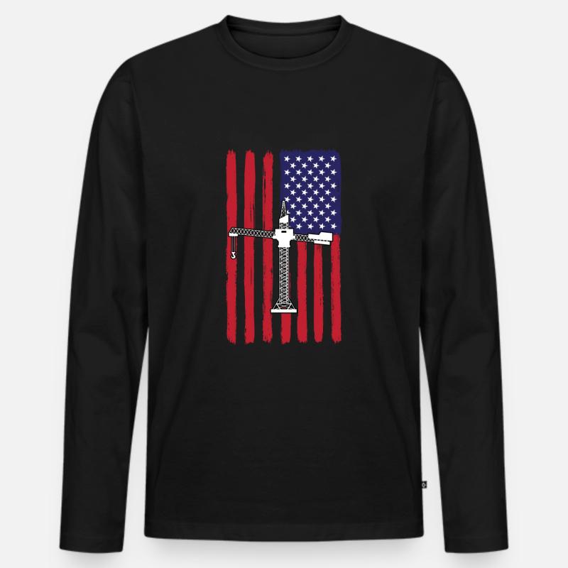 USA Kranfahrer Design - Männer Premium Bio Langarmshirt - Schwarz