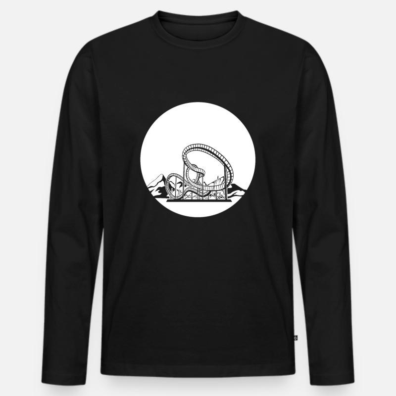 Achterbahn Mit Bergen - Männer Premium Bio Langarmshirt - Schwarz