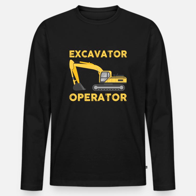 Baggerfahrer - Männer Premium Bio Langarmshirt - Schwarz