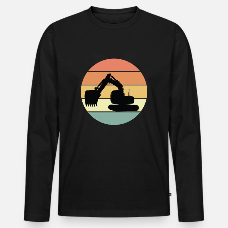 Retro Bagger Motiv - Männer Premium Bio Langarmshirt - Schwarz